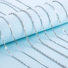 Silver Necklace Chains for Jewelry Making Components Plain Chains Choker DIY Making Accessories with Hook Tail Bulk Wholesale