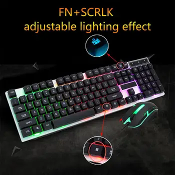 

Gaming Keyboard And Mouse Wired Keyboard With Backlight Keyboard 1000dpi Rainbow Glowing Gaming Keyboards For Tablet Desktop