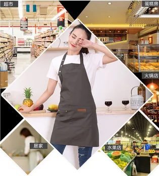 

Denim Canvas Pockets Apron Butcher Crafts Baking Chefs Kitchen Cooking BBQ Plain High Quality