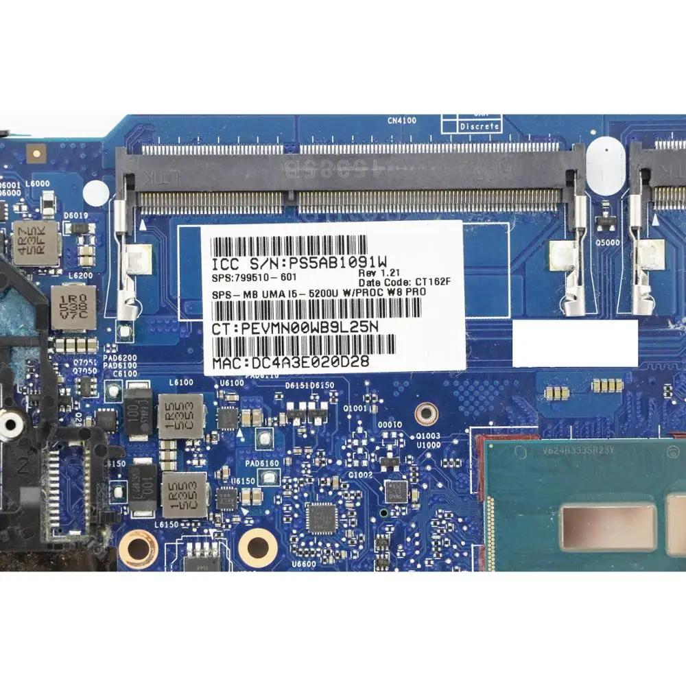 Best  799510-601 Genuine Working Laptop UMA Motherboard 6050A2637901-MB-A02 w/ i5-5200U CPU for HP EliteB