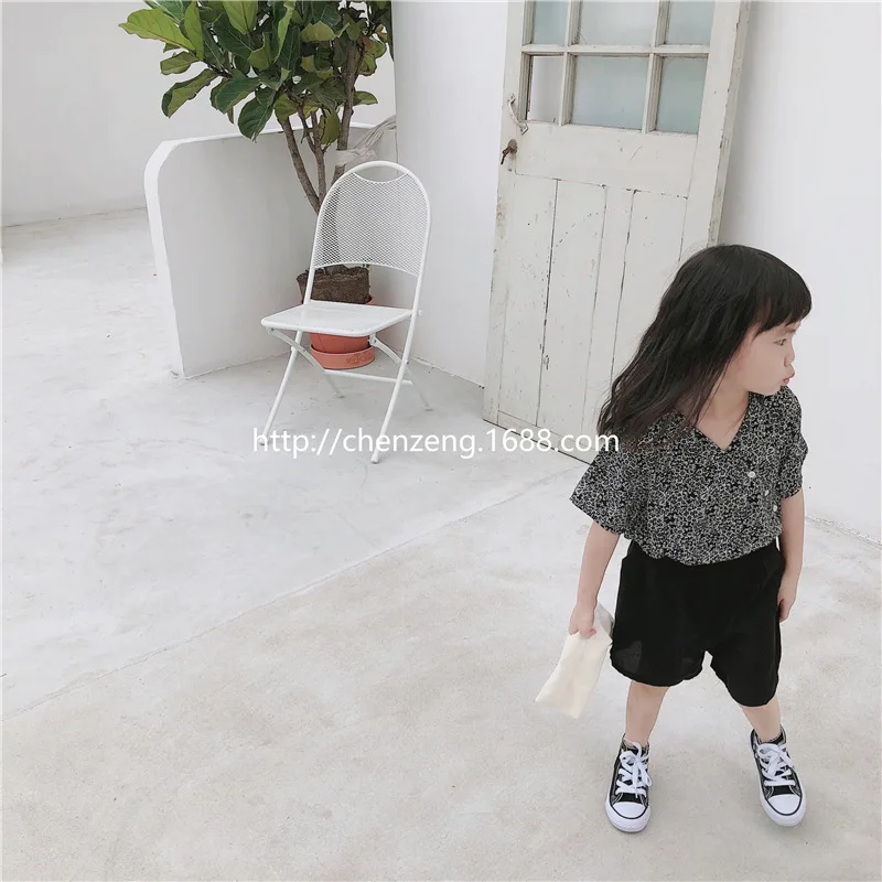 Xuan летняя рубашка с цветочным принтом в этническом стиле для девочек Детская рубашка с цветочным принтом и короткими рукавами