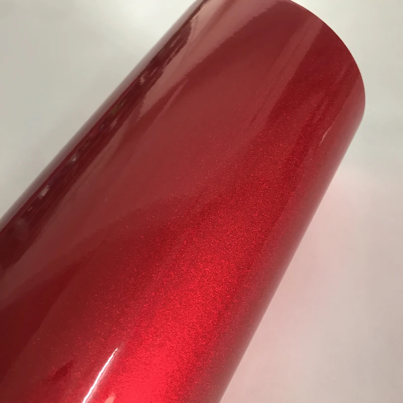 Tanie Premium wysoki połysk czerwony diament perła brokat owijanie folia winylowa błyszczący czerwony cukierek brokat sklep