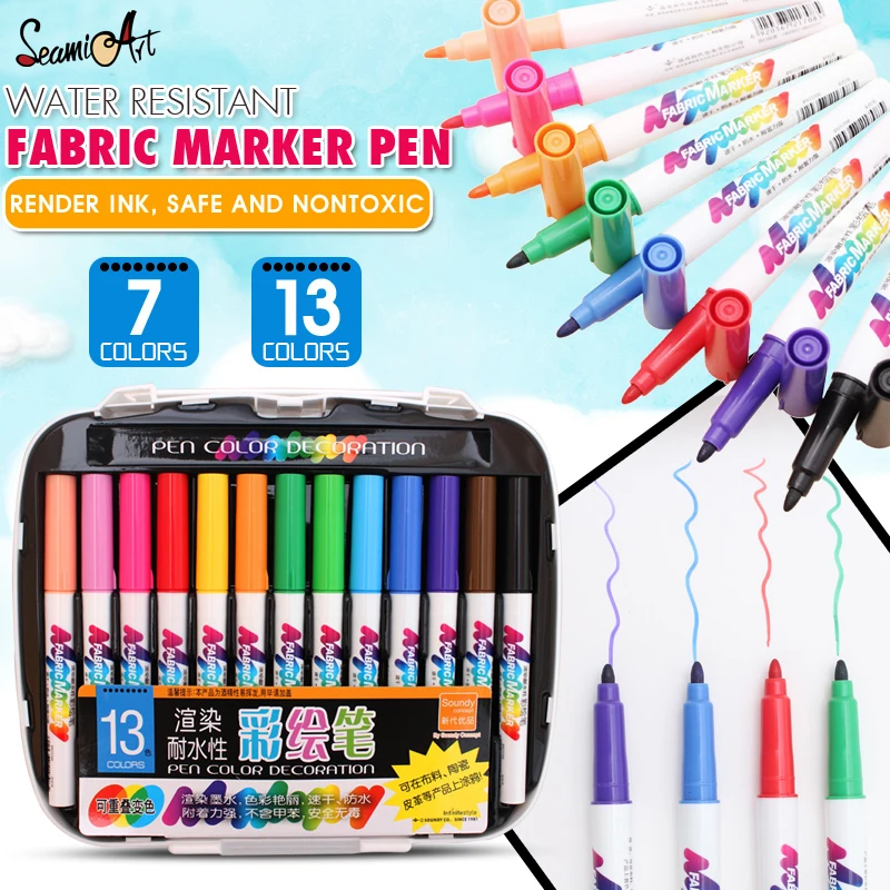

7/13 Colors Fabric Textile Marker Waterproof Marker Pen Set for DIY T-Shirt Ceramic Painting Liner School Stationery Supplies