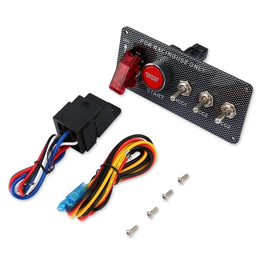Автомобиля 12V переключатель зажигания двигателя постоянного тока Панель импульсный источник запуска гоночный автомобиль кнопка 2 тумблер