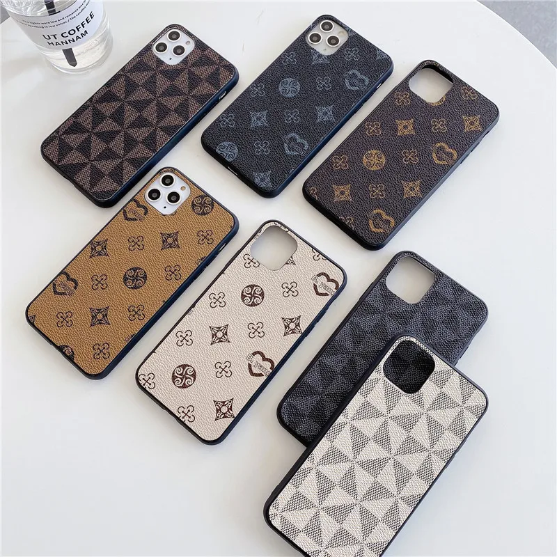 Роскошный кожаный чехол для телефона с геометрическим рисунком в клетку iPhone 13 12 11