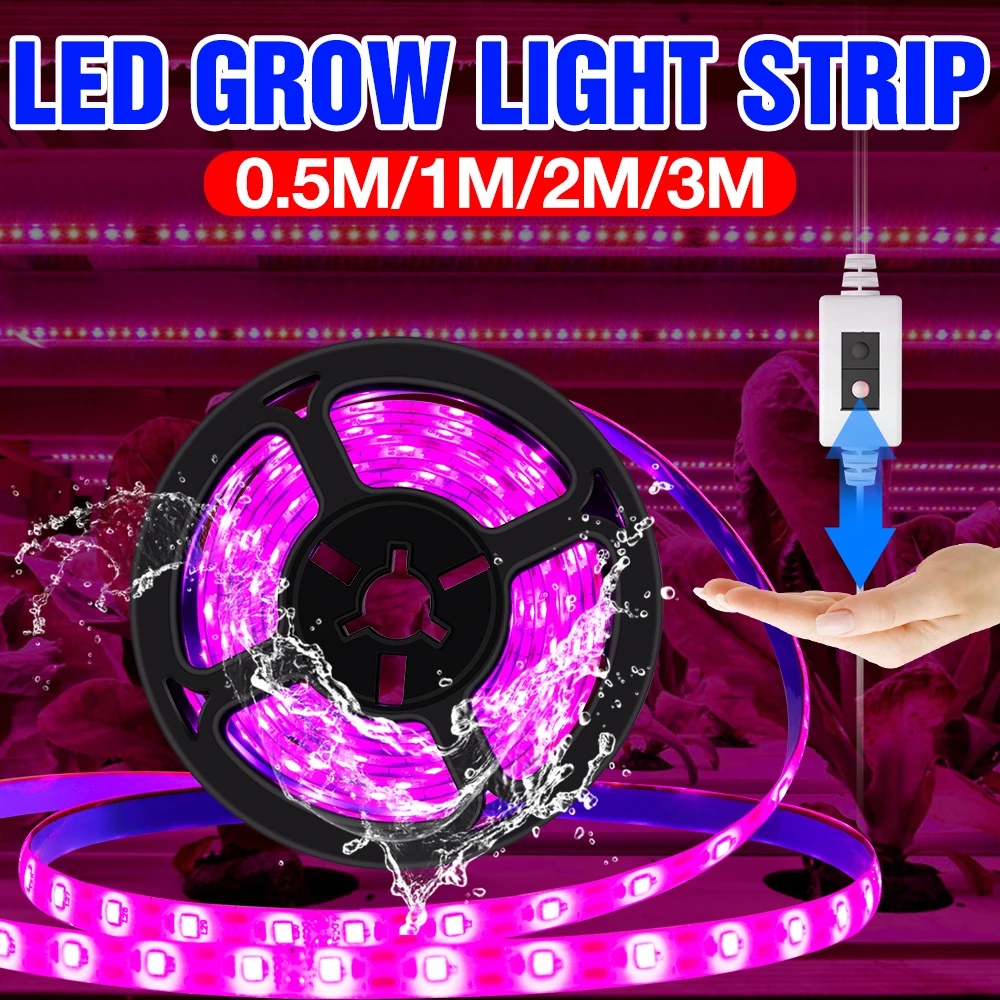 

USB Plant Grow Light LED Full Spectrum Growth Lamp LED Hand Sweep Switch Plant Lights Strip LED Seedling Fito Lampada 2835 SMD