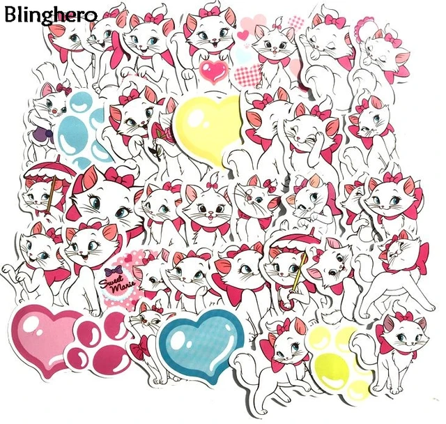 $36 20sets/lot Blinghero Cats Stickers 38Pcs/set Scrapbooking Stickers Laptop Luggage Trolley Case Guitar Sticker Decal BH0585