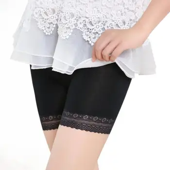 

New Sexy Women Safety Short Pants Elastic Anti Chafing Lace Trousers underwear Middle Waist Safety Short Pants New