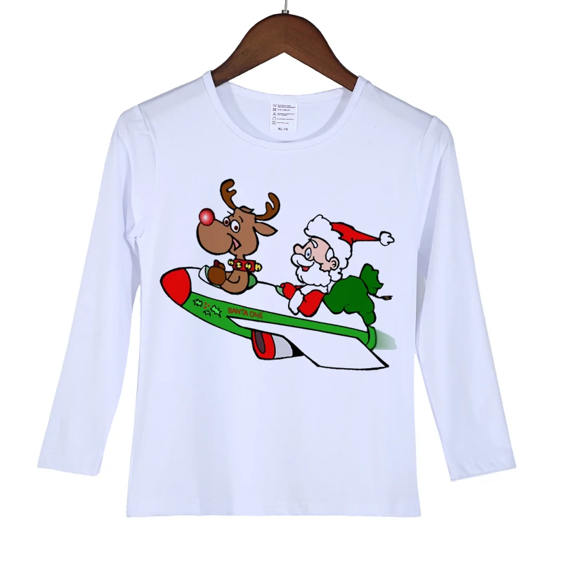 Rocket santa t-shirt New Brand Quality Baby Boy girl Clothe Christmas Santa Claus printed Long Sleeve t shirt unisex O-20