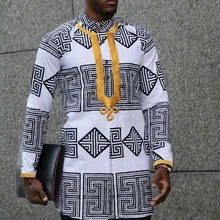Африканская одежда для мужчин Дашики ткань мужская рубашка белый узор принт Базен riche одежда Африка платья мужские Топы Рубашки 2XL