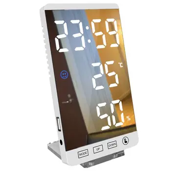 

LED Desk Clock USB Charging Fashion Digital Alarm Clock Multifunctional Temperature Humidity Display Clock Desktop Decoration