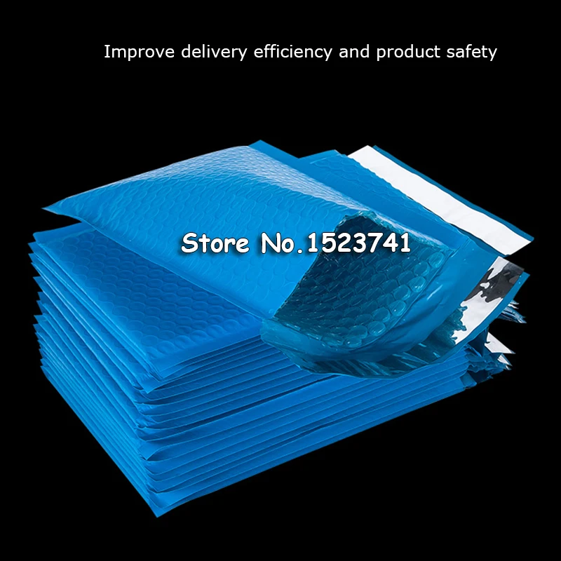 50pcs 122x180mm 폴리 버블 메일 링 메일러 배송 패딩 봉투 가방 블루 컬러 충격 방지 택배 버블 메일러