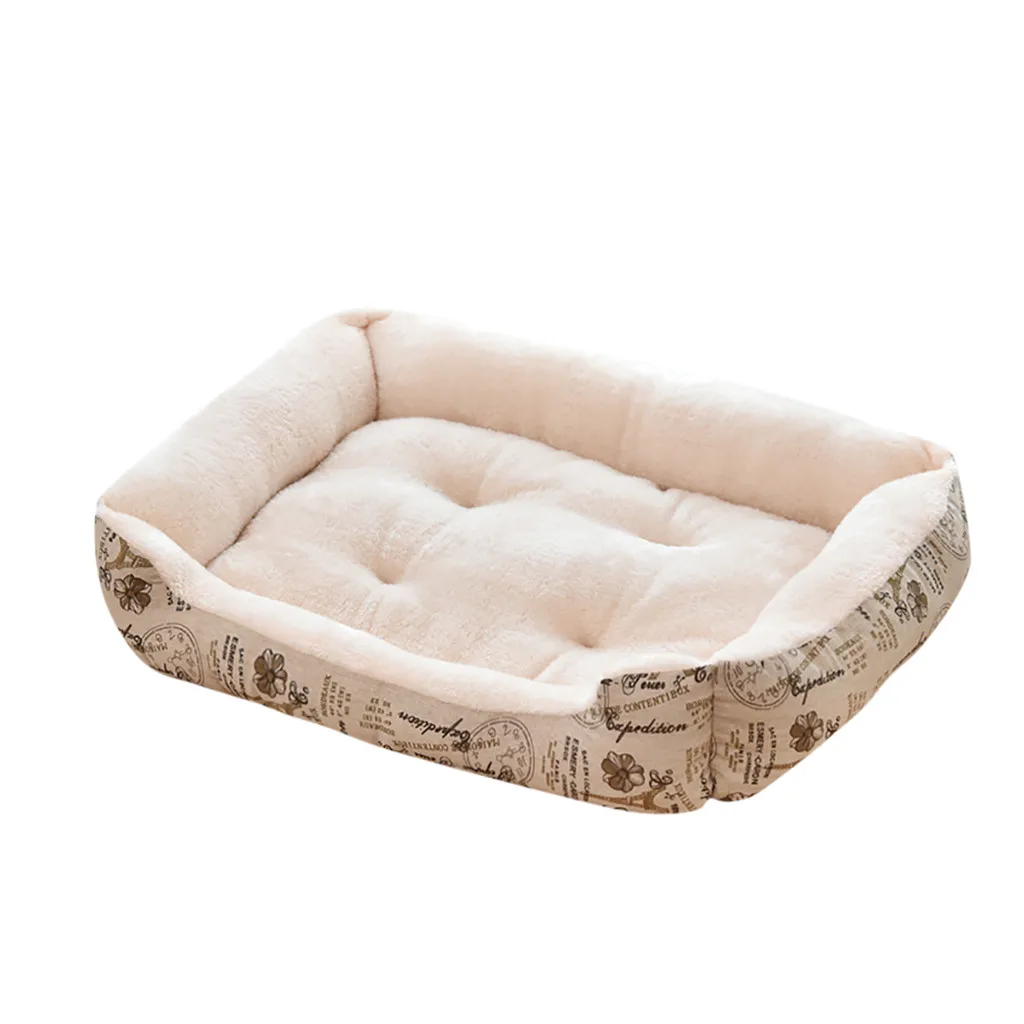 Beige Xxs-xxl костюм для всех собак дом супер мягкий питомец собака кашемир дом Печать сохраняет тепло глубокий сон домашнее животное кровать подушки поставки - Цвет: Beige