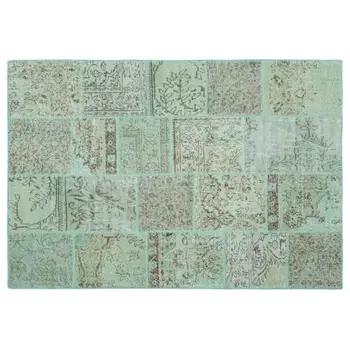 

Handmade Green Vintage Overdyed Patchwork Area Rug 160x231 Cm-5'3''X7'7''