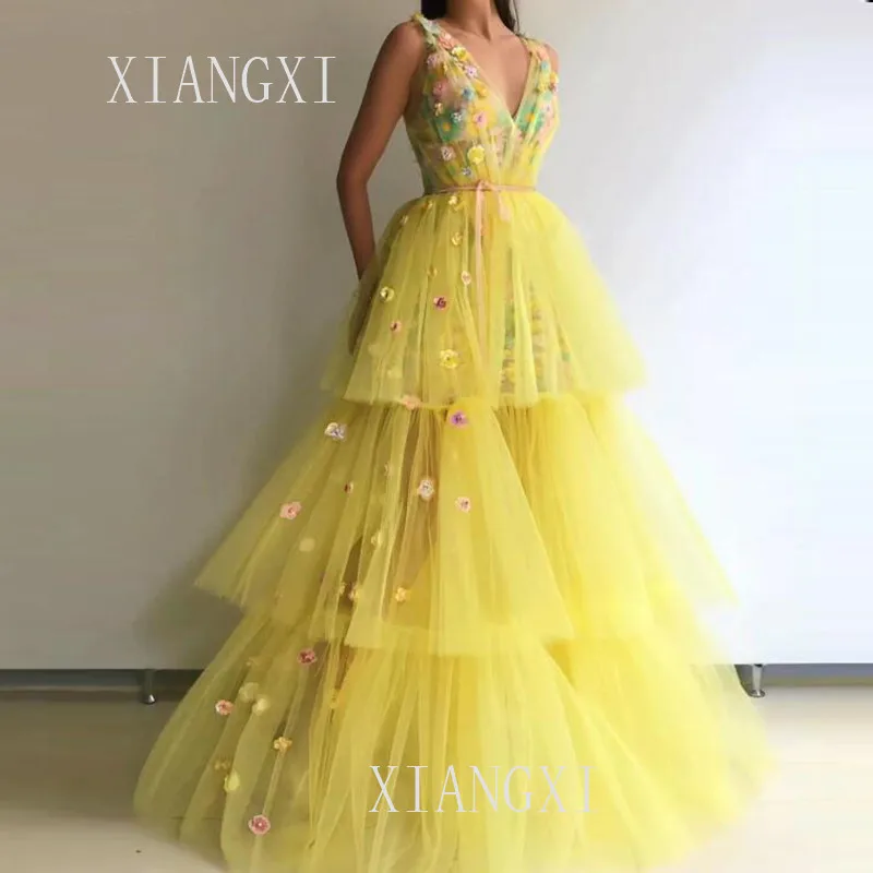 Jaune Tulle robes de bal 2020 одежда с объемным рисунком для девочек | Свадьбы и торжества