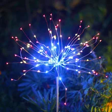 Lampe solaire en forme de feu d'artifice avec 200 LED, éclairage d'extérieur, idéal pour un jardin, une clôture, un Patio ou un Garage 
