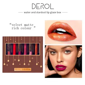 

DEROL Lipstick Net Red Niche Liquid Non-stick Cup Matte Matte Lip Glaze Set Box Lip Gloss Tubes Lip Gloss Boxes