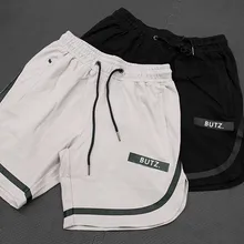 Летние новые мужские шорты для фитнеса модные повседневные Спортзалы, бодибилдинг тренировки мужские укороченные брюки до середины икры брендовые штаны