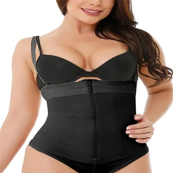 

Ladies Sexy Thong Body Shaper Wear Open Crotch Underbust Bodysuit Beige Zipper Underwear Fajas Reductoras Slimming Waist Trainer