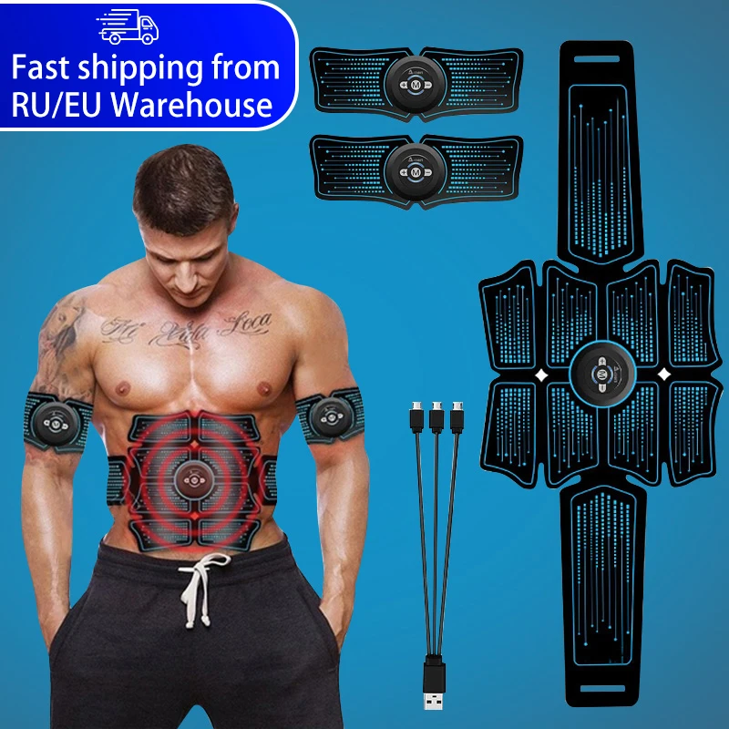 

EMS Abdominal Muscle Stimulator Trainer USB Connect Abs Fitness Equipment Training Gear Muscles Electrostimulator Toner Massage