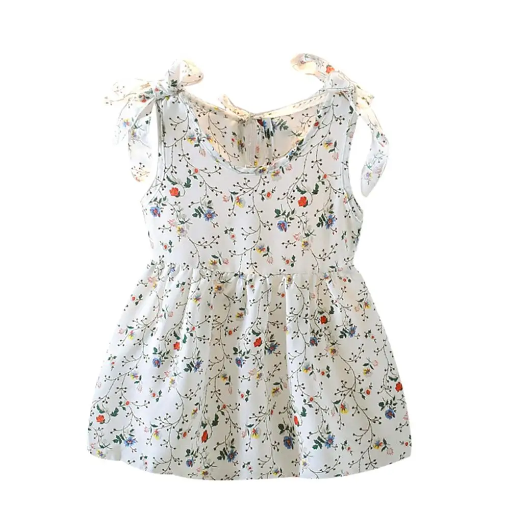 Зимнее платье для малышей Vestido без рукавов с бантом и цветочным рисунком