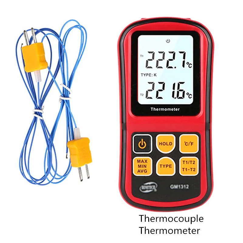 GM1312 Thermocouple Thermometer Temperature Meter Temp Tester TEMP Measure Tool-50~300℃ Temperature Meters With Backlight 30