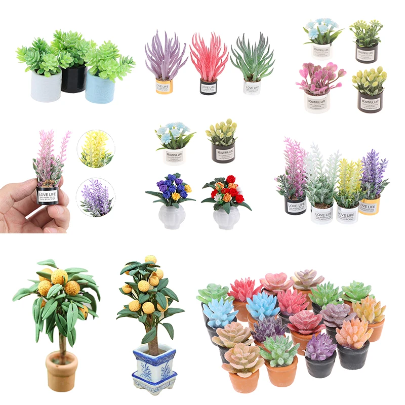 

1:12 Dollhouse Miniature Flower Potted for Green Plant In Pot Doll House Furniture Home Decor Simulation Potted Plants Kids Toy