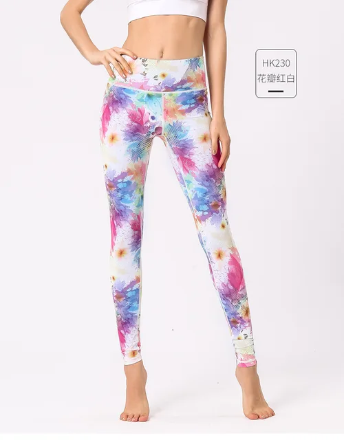Women High Waisted Yoga Pants Sports Fitness Gym Leggings Printing Tights Running Athletic Female Stretchy Skinny Scrunch Butt HK230