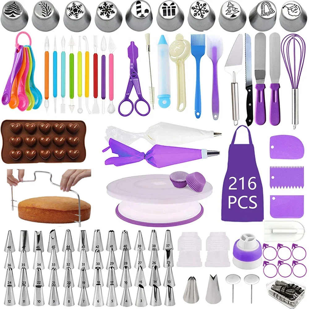 

137 sets Cake Decorating turntable Decorating Baking Tool Korean factory direct piping nozzle piping bag bakeware