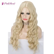 Pinkshow светлые парики для черных женщин длинный синтетический парик глубокая волна средняя часть Термостойкое волокно косплей парик