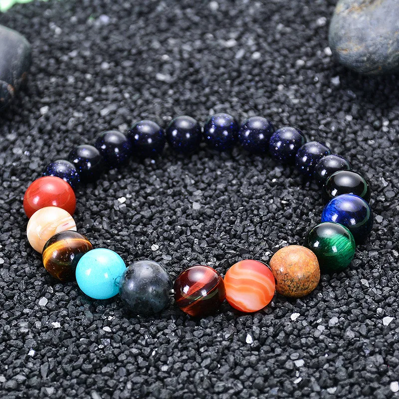 

Lovers Eight Planets Natural Stone Bracelet Universe Yoga Chakra Galaxy Solar System Bracelets for Men or Women Jewelry Dropship
