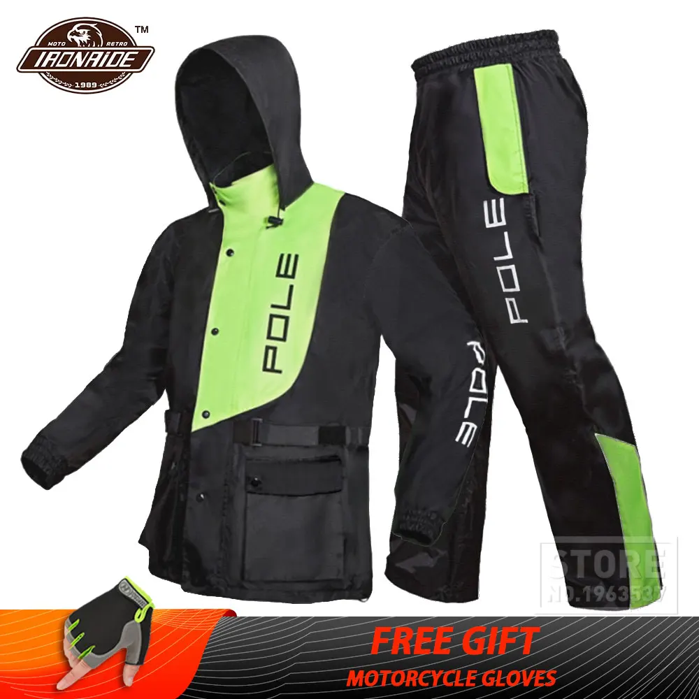 Waterproof Motorcycle Rain Suit Raincoat+Rain Pants Poncho Motorcycle Rain Jacket Motorbike Scooter Riding Rain Suit