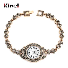 Kinel роскошные женские наручные часы Античное золото турецкий серый горный хрусталь браслет с бантом винтажные Свадебные украшения Новинка