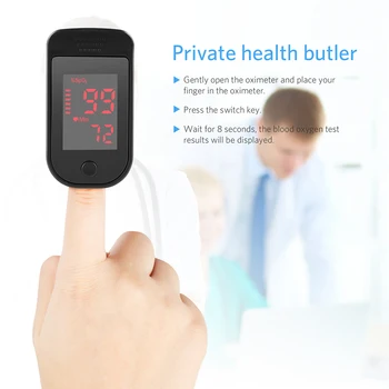 

Household Portable Heart Rate Detector Finger Pulse Oxygen Saturation Monitor Blood Oximeter Blood Meter (Black)