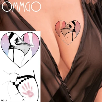 

Adult Heart Shape Sexy Girl Temporary Tattoos Paper Body Art Back Realistic Tatoo For Men Women DIY Washable Fake Tattoo Sticker