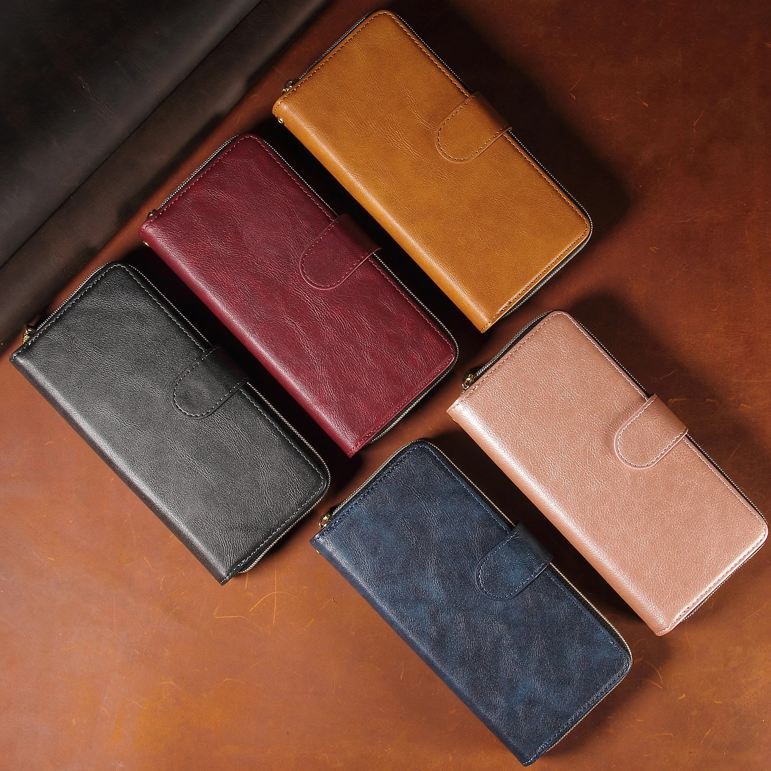 Capa com Zíper Case de Couro de Luxo Slot para Cartão de Telefone Capa do Telefone para Oneplus 2 1 + 2 Oneplus Case Flip Carteira Capa Bolsa - 3t 3 20 3t oneplus 3 caso capa com zíper