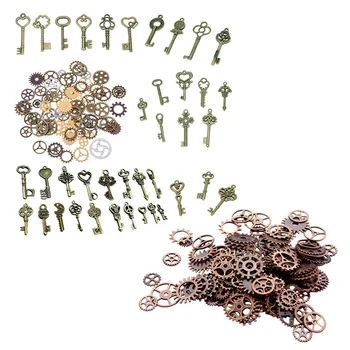 

1 pack of About 120G DIY Jewelry Making Vintage Metal Mixed Gears Bracelet Accessories & 1 pack of 120 Grams of Antique Bronze R