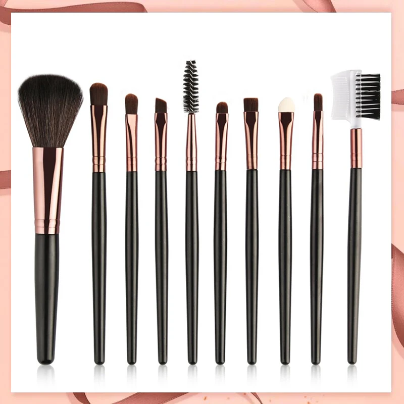 

Luxury 10pcs Eyeshadow Eyebrow Powder Makeup Brushes Set Soft Hair Eyelash Professional Cosmetic Brush Kits