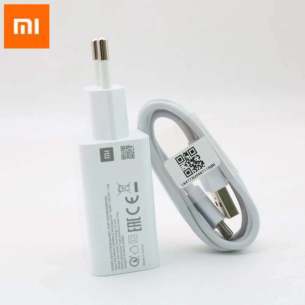 

Original For XIAOMI Mi9 SE Fast Charger 5V 3A QC3.0 Adapter TYPE C Cable For Mi Pocophone F1 A1 A2 5 6 6X 8 SE Note 2 3 Mix 2 2S