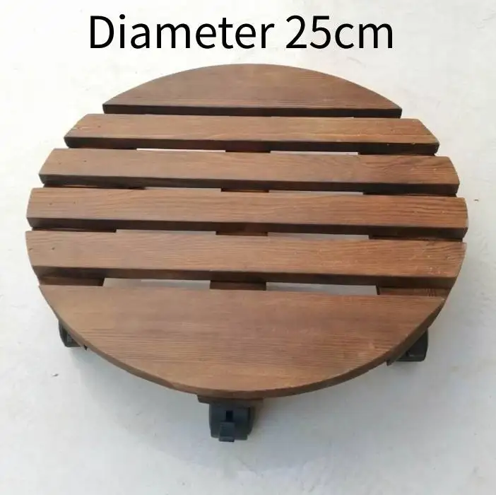 25cm Съемная подставка для цветочных горшков с роликами универсальные колеса круглый деревянный поднос сверхмощная стойка для цветочного горшка прокатки горшечных растений стенд - Цвет: 25cm
