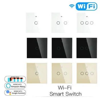 

DishyKooker WiFi Smart Switch RF433 Remote Control Glass Panel Light Switch Smart Life