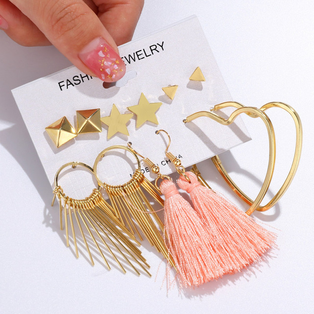 Tassel Earrings For Women Boho Acrylic Earrings Crystal Set Long Shell Stud Earring 2020 Brincos Female Fashion Jewelry