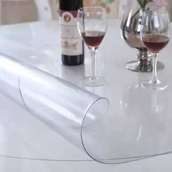

PVC Transparent Table Cloth Waterproof Oilproof Tablecloth 1.0mm Thick Soft Glass Mat Kitchen Dining Table Cover