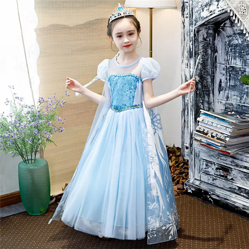 Платья Снежной Королевы Эльзы; платье принцессы Эльзы для девочек; маскарадные костюмы Эльзы; детская одежда для девочек; костюм - Цвет: dress