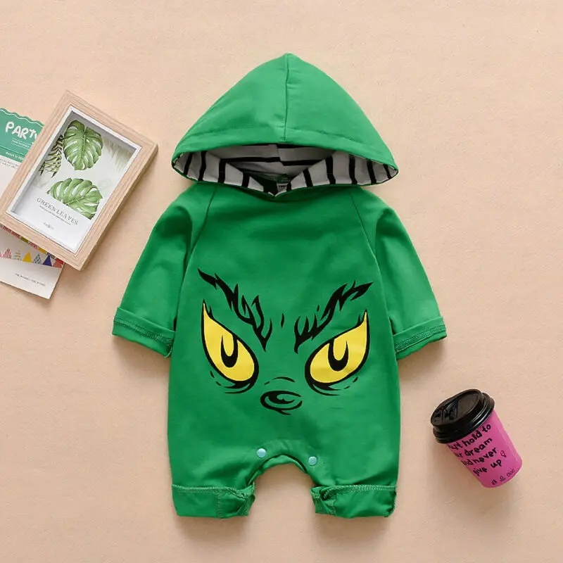  Newborn Baby Boys Girls Monster Eyes Cute Hoodie Romper Jumpsuit Clothes Outfits