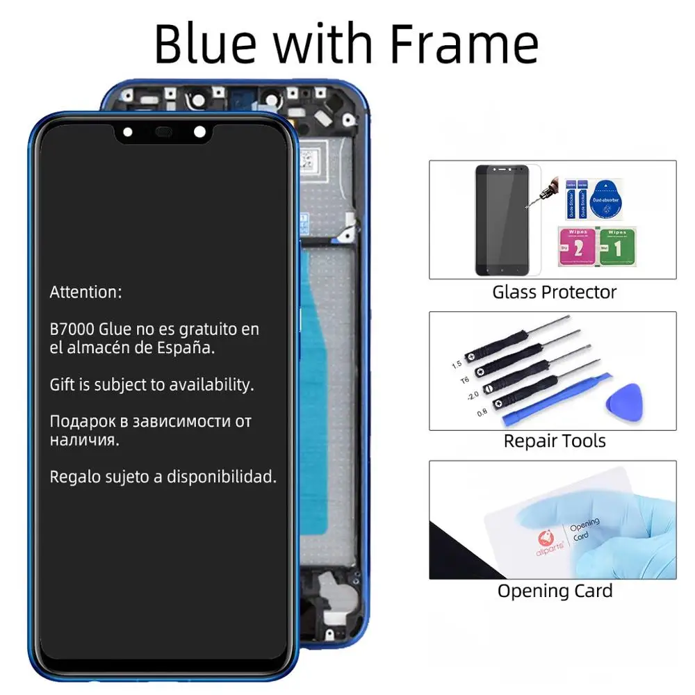 Blue with Frame Дисплей для Huawei Nova 3i INE-LX2 LCD в сборе с тачскрином 6.3'' черный - Цвет: Blue with Frame