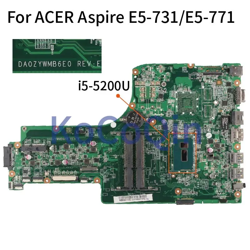 Материнская плата KoCoQin для ноутбука ACER Aspire E5 731/E5 771 i5 5200U системная NBMNV1100 SR23Y