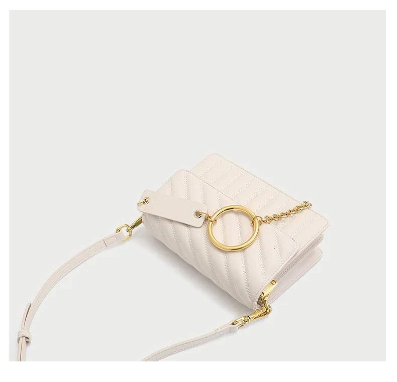 

Small Square Package Chain Single Shoulder Cowhide Embroidery Woman Concise Diagonal Span Crossbody Bags New Design Fashion For