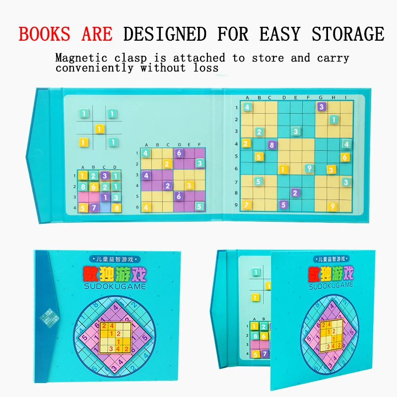 Children's digital game chess nine-square lattice Sudoku puzzle magnetically filled digital wooden puzzle children's toys 5