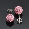 Earrings for Women 10mm New Silver Color Ball Red Rhinestone Crystal Ball Pave Beads Stud Earrings Jewelry 24 Colors AB White 4